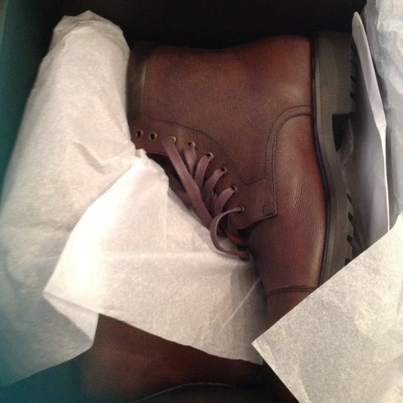 Bloomingdale's Men's Brown Leather Cap Toe Boots - 11.5 - New in Box - Picture 8 of 13